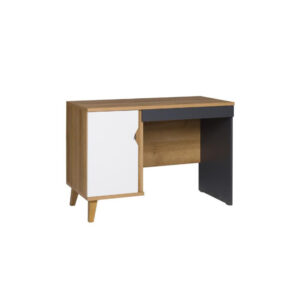 Biurko 110 cm jednodrzwiowe z szufladą Magnaro M06 dąb złoty/biały mat/grafit